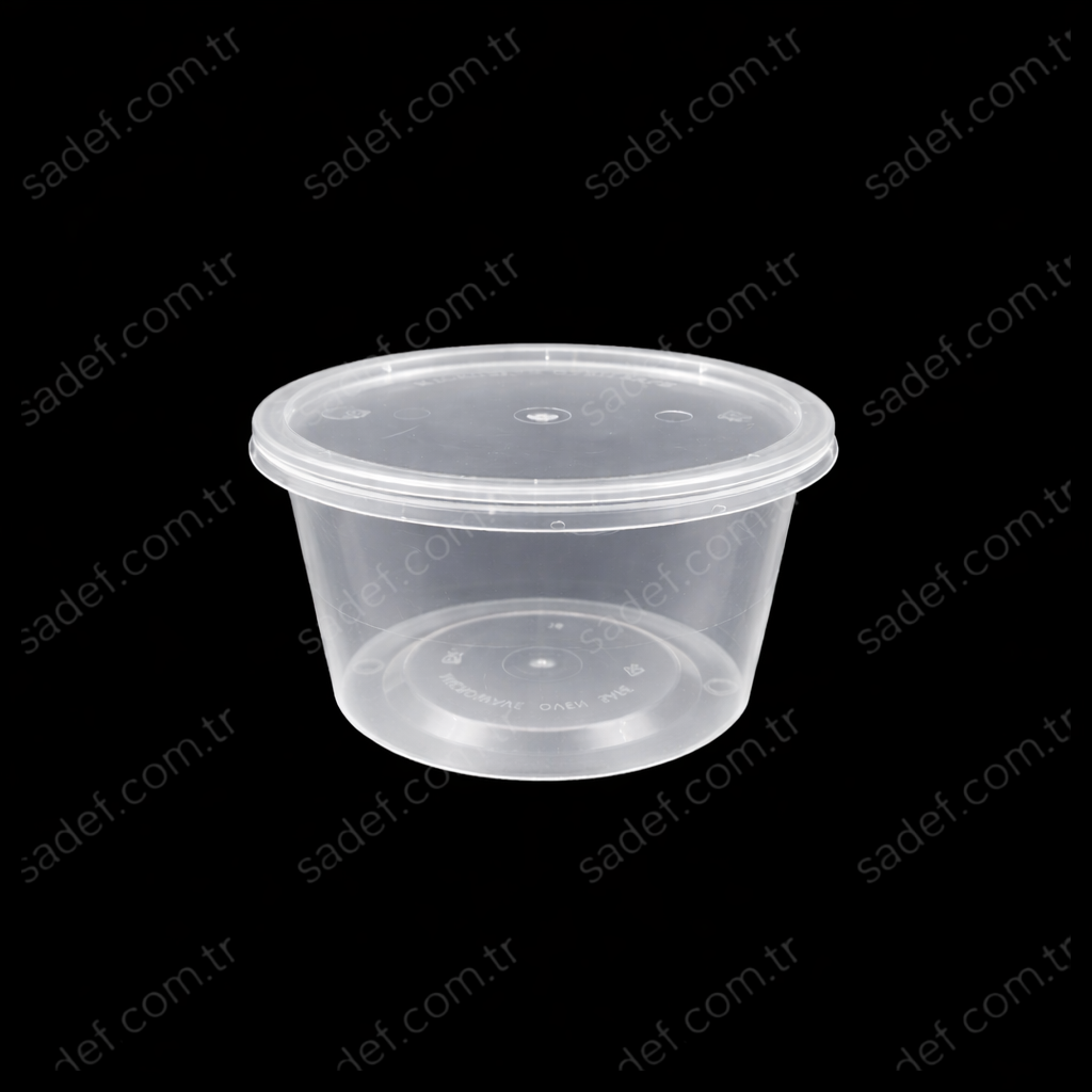 ŞEFFAF 500 CC ( 16 OZ ) YUVARLAK MİKRODALGA IML 18,50 GR KAP + KAPAK 500 ADET