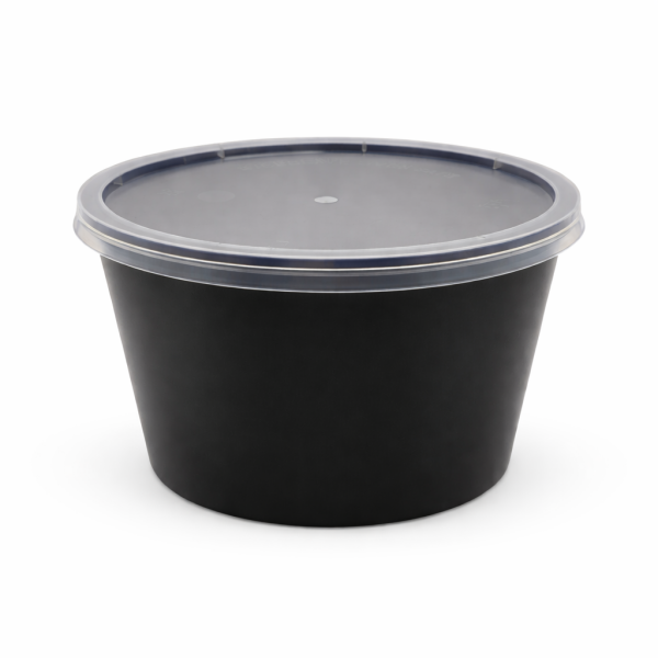 500 CC ( 16 OZ ) YUVARLAK MİKRODALGA IML SİYAH 18,50 GR KAP + KAPAK 500 ADET