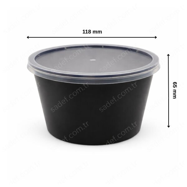 500 CC ( 16 OZ ) YUVARLAK MİKRODALGA IML SİYAH 18,50 GR KAP + KAPAK 500 ADET