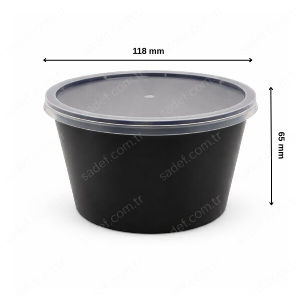 500 CC ( 16 OZ ) YUVARLAK MİKRODALGA IML SİYAH 18,50 GR KAP + KAPAK 500 ADET