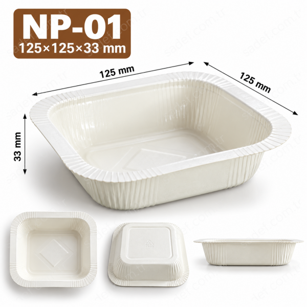 NP-01 125X125X33 MM - 290 ML FIRINLANABİLİR KARTON KAP BEYAZ 900 ADET