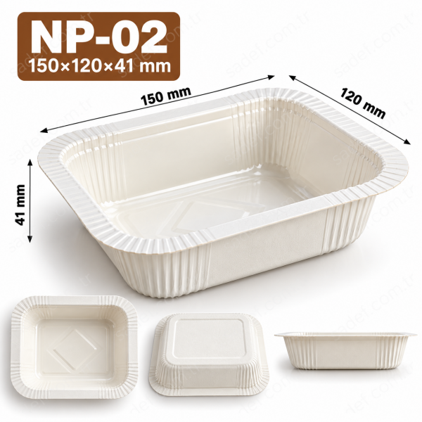 NP-02 150X120X41 MM - 420 ML FIRINLANABİLİR KARTON KAP BEYAZ 900 ADET