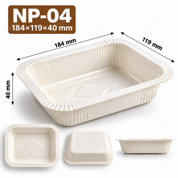 NP-04 184X119X40 MM - 540 ML FIRINLANABİLİR KARTON KAP BEYAZ 600 ADET