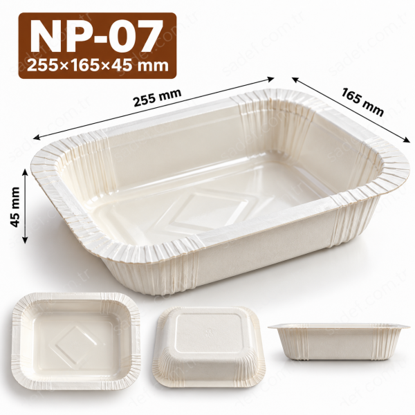 NP-07 255X165X45 MM - 1250 ML FIRINLANABİLİR KARTON KAP BEYAZ 400 ADET