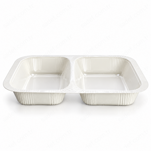NP-10 270X205X45 MM - 725+600 ML 2 BÖLMELİ DERİN FIRINLANABİLİR KARTON KAP BEYAZ 200 ADET