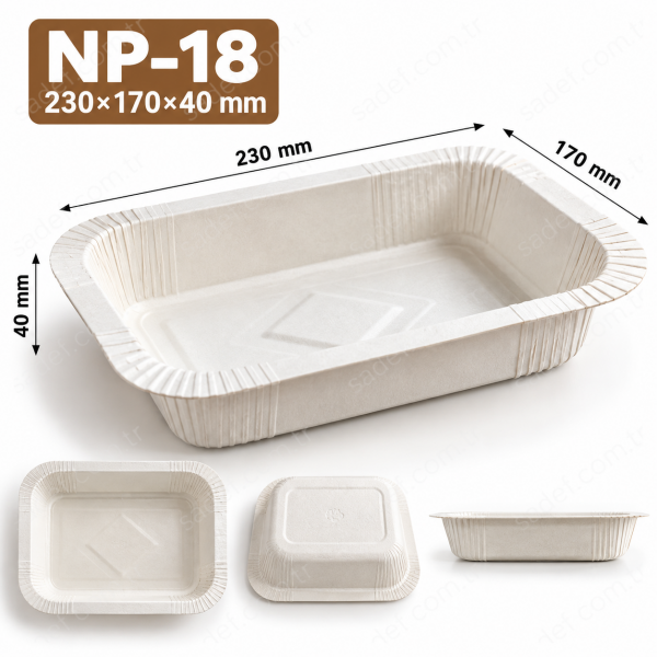 NP-18 230X170X40 MM - 1000 ML FIRINLANABİLİR KARTON KAP BEYAZ 400 ADET