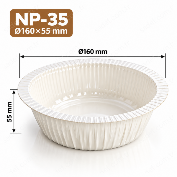 NP-35 Ø160X55 MM - 500 ML FIRINLANABİLİR KARTON KAP  BEYAZ 400 ADET