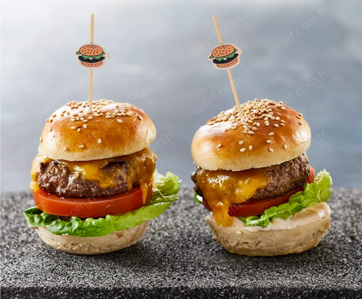 HAMBURGER DEKORATİF BAMBU KÜRDAN 12 CM 50 ADET