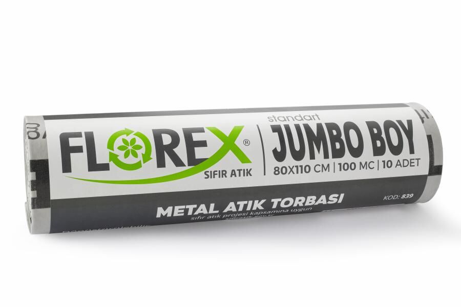 839 METAL ATIK BASKILI JUMBO ÇÖP POŞET 800 GR 10X10 AD 8 KG GRİ