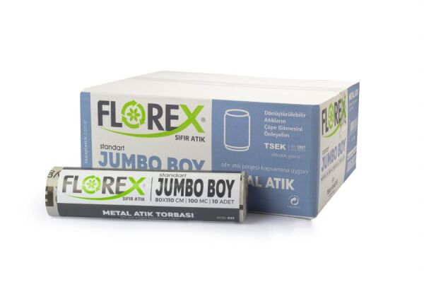839 METAL ATIK BASKILI JUMBO ÇÖP POŞET 800 GR 10X10 AD 8 KG GRİ