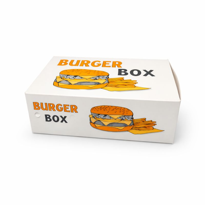 BEYAZ BASKILI BURGER KUTUSU BÜYÜK 100 ADET