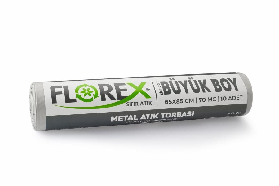 840 METAL ATIK BASKILI BÜYÜK ÇÖP POŞET 350 GR 10X20 AD 7 KG GRİ