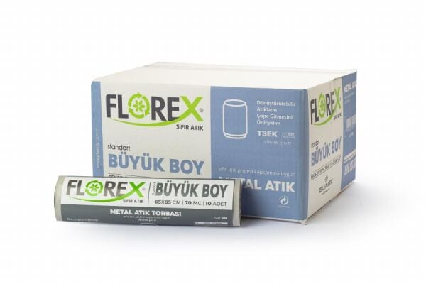 840 METAL ATIK BASKILI BÜYÜK ÇÖP POŞET 350 GR 10X20 AD 7 KG GRİ