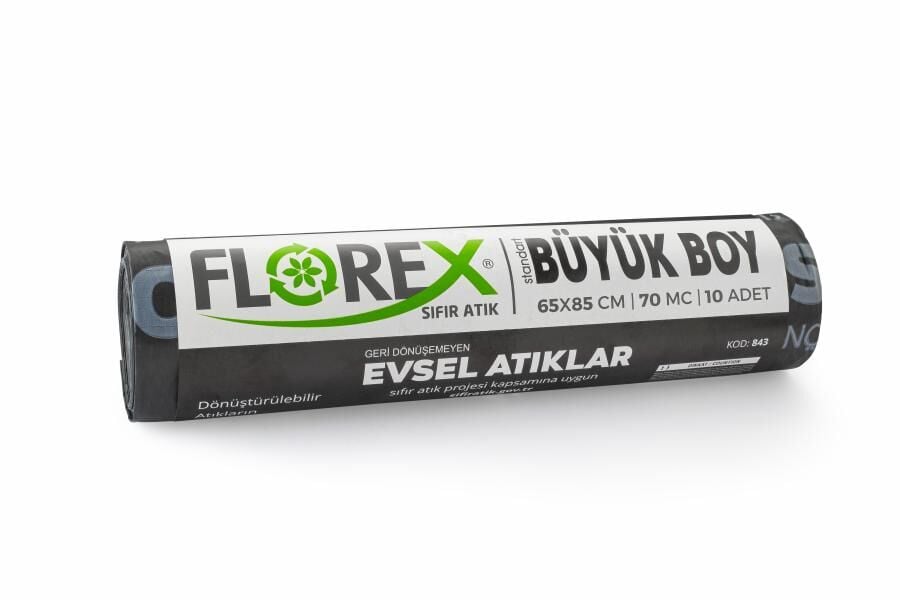843 EVSEL ATIK BASKILI BÜYÜK ÇÖP POŞET 350 GR 10X20 AD 7 KG SİYAH