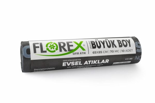 843 EVSEL ATIK BASKILI BÜYÜK ÇÖP POŞET 350 GR 10X20 AD 7 KG SİYAH