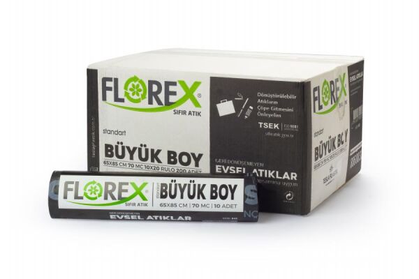 843 EVSEL ATIK BASKILI BÜYÜK ÇÖP POŞET 350 GR 10X20 AD 7 KG SİYAH