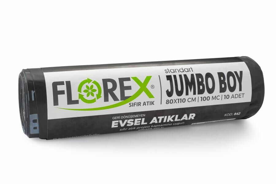 842 EVSEL ATIK BASKILI JUMBO ÇÖP POŞET 800 GR 10X10 AD 8 KG SİYAH