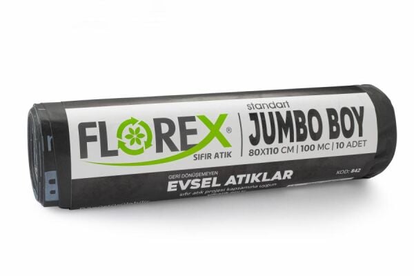 842 EVSEL ATIK BASKILI JUMBO ÇÖP POŞET 800 GR 10X10 AD 8 KG SİYAH