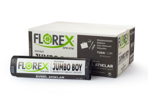 842 EVSEL ATIK BASKILI JUMBO ÇÖP POŞET 800 GR 10X10 AD 8 KG SİYAH