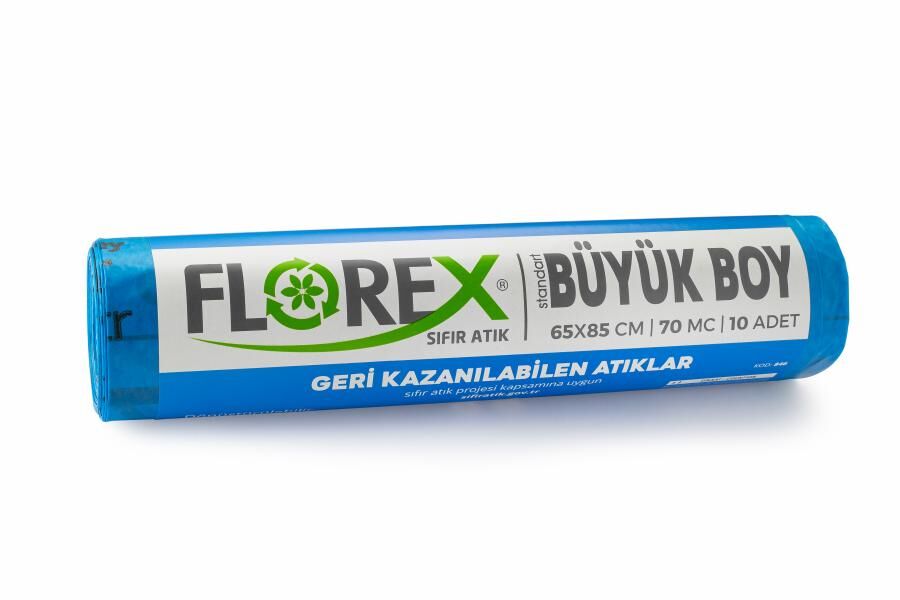 846 GERİ KAZANILABİLEN ATIK BASKILI BÜYÜK ÇÖP POŞET 350 GR 10X20 AD 7 KG MAVİ
