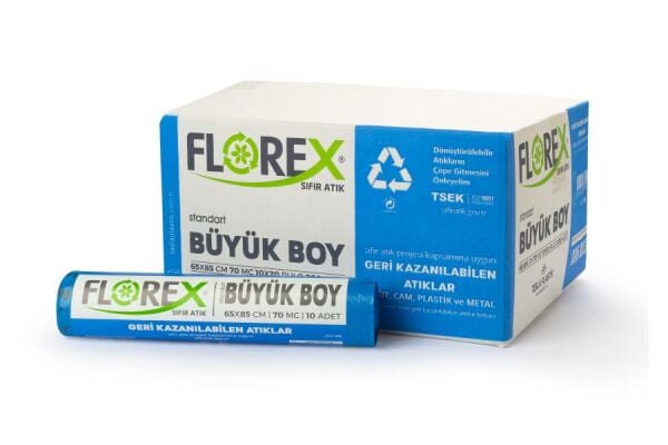 846 GERİ KAZANILABİLEN ATIK BASKILI BÜYÜK ÇÖP POŞET 350 GR 10X20 AD 7 KG MAVİ