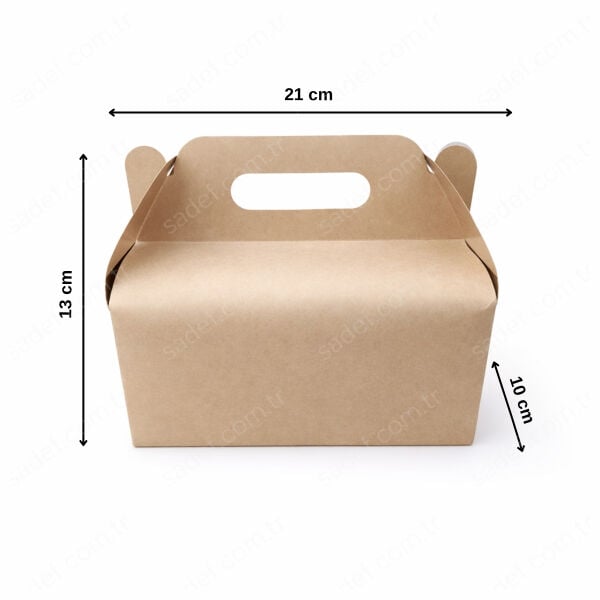 KRAFT SAPLI BURGER KUTUSU 21X10X13 ( BASKISIZ ) 100 ADET
