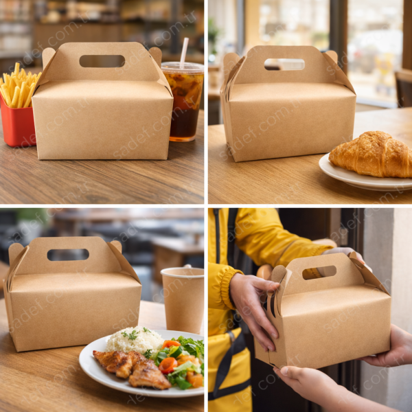 KRAFT SAPLI BURGER KUTUSU 21X10X13 ( BASKISIZ ) 100 ADET