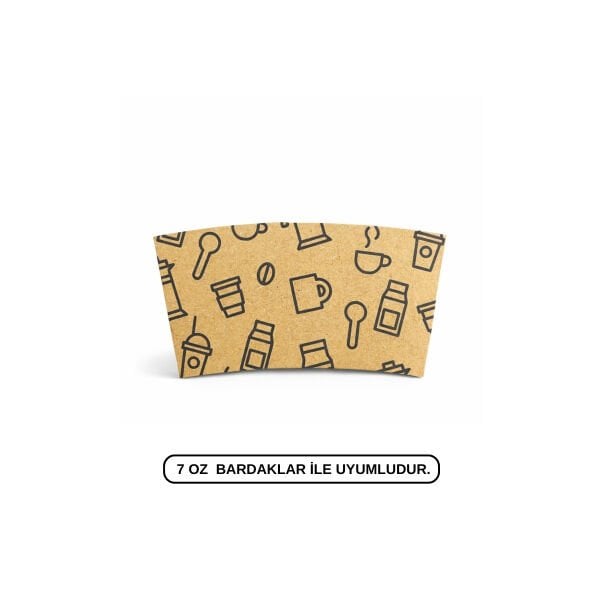 BASKILI KRAFT SLEEVE BARDAK CEKETİ 7 OZ 1000 ADET