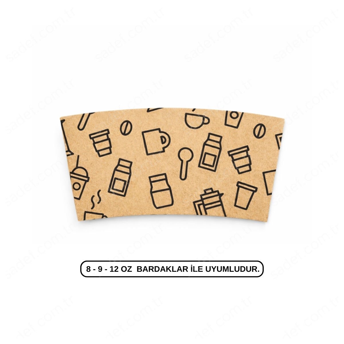 BASKILI KALIN SLEEVE KRAFT BARDAK CEKETİ 8 - 9 - 12 OZ - 1000 ADET