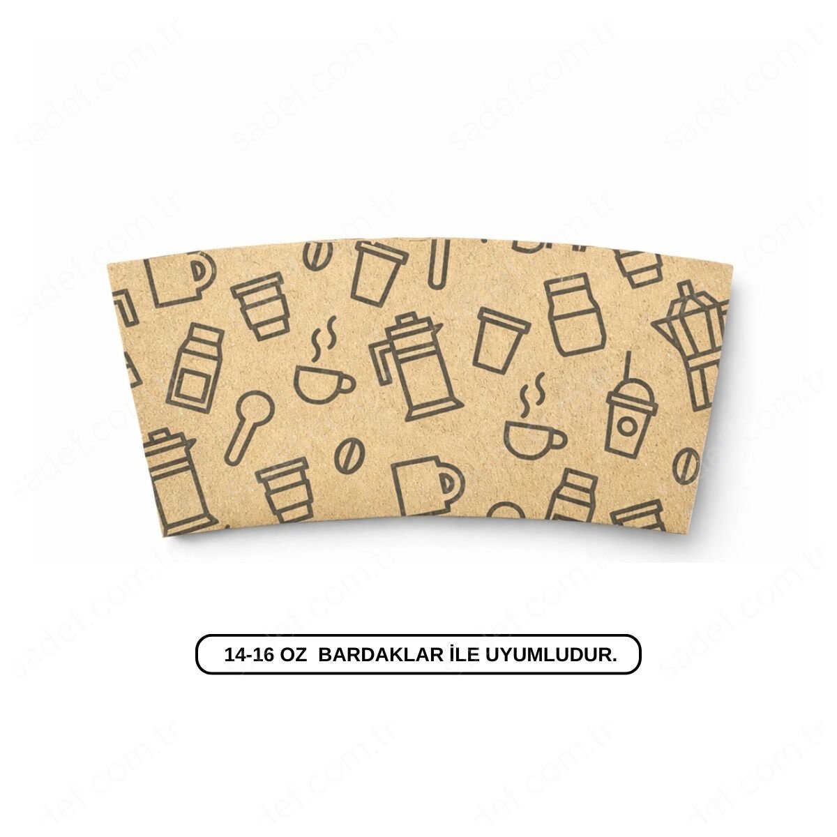 BASKILI KALIN SLEEVE KRAFT BARDAK CEKETİ 14 - 16 OZ - 1000 ADET