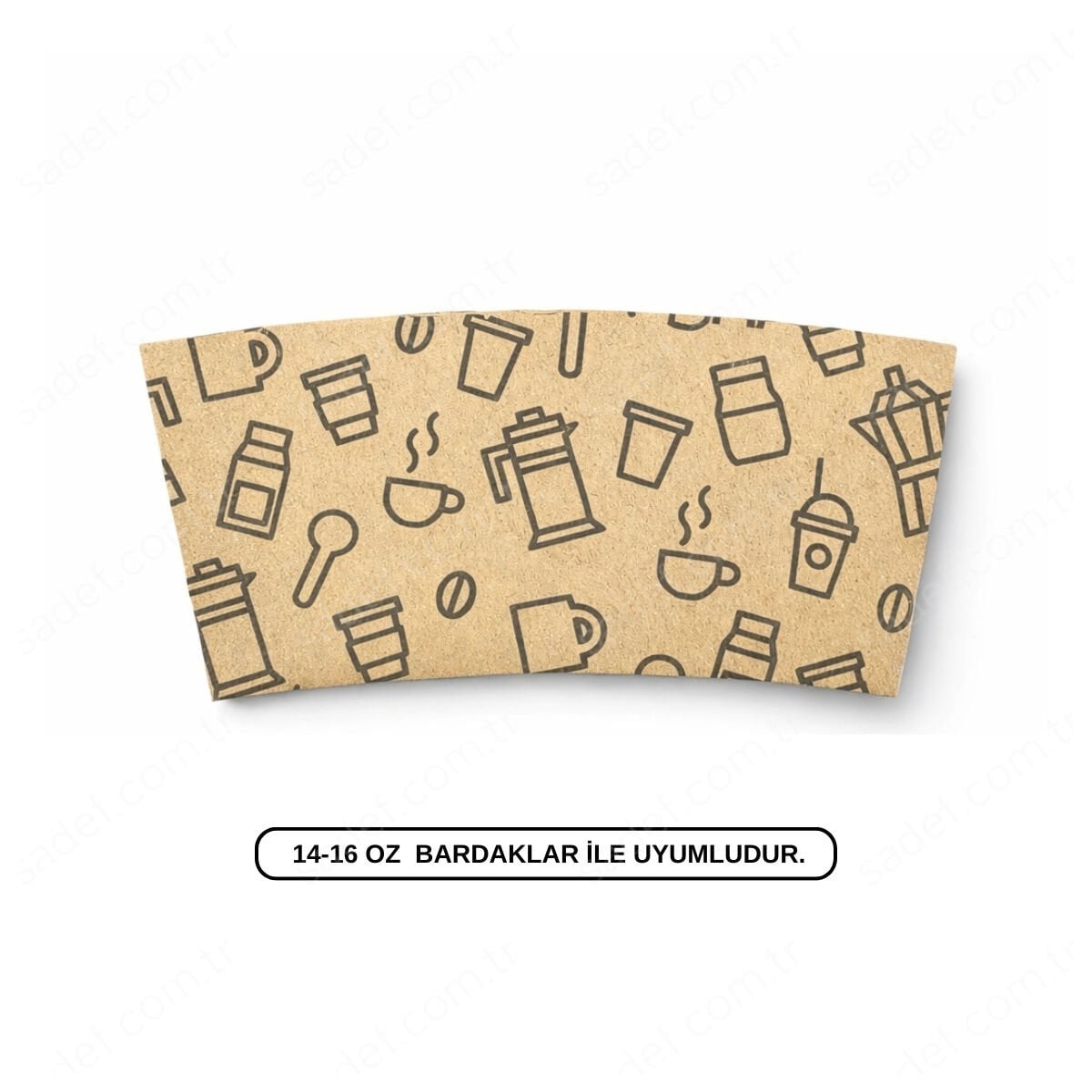 BASKILI KALIN SLEEVE KRAFT BARDAK CEKETİ 14 - 16 OZ - 1000 ADET