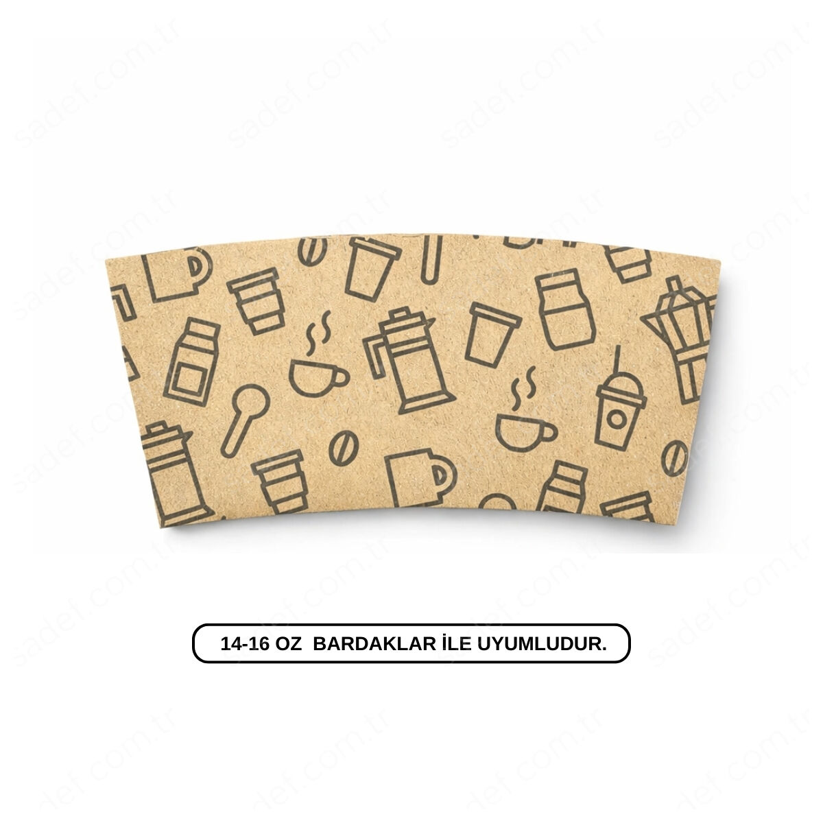 BASKILI KALIN SLEEVE KRAFT BARDAK CEKETİ 14 - 16 OZ - 1000 ADET