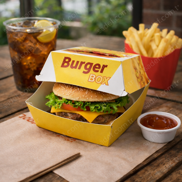 BASKILI HAMBURGER KUTUSU 9X9X7 ( KÜÇÜK BOY ) 100 ADET