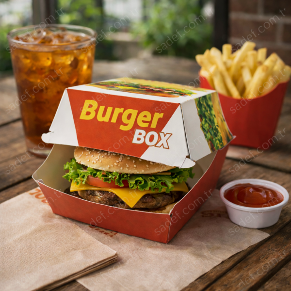BASKILI HAMBURGER KUTUSU 14X14X9 ( BÜYÜK BOY ) 100 ADET