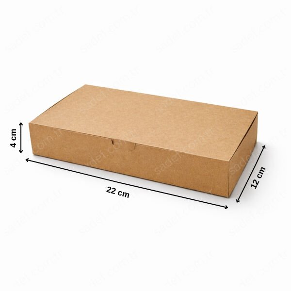 KRAFT ( BASKISIZ ) BAKLAVA KUTUSU 0,5 KG ( 22X12X4 CM ) 100 AD