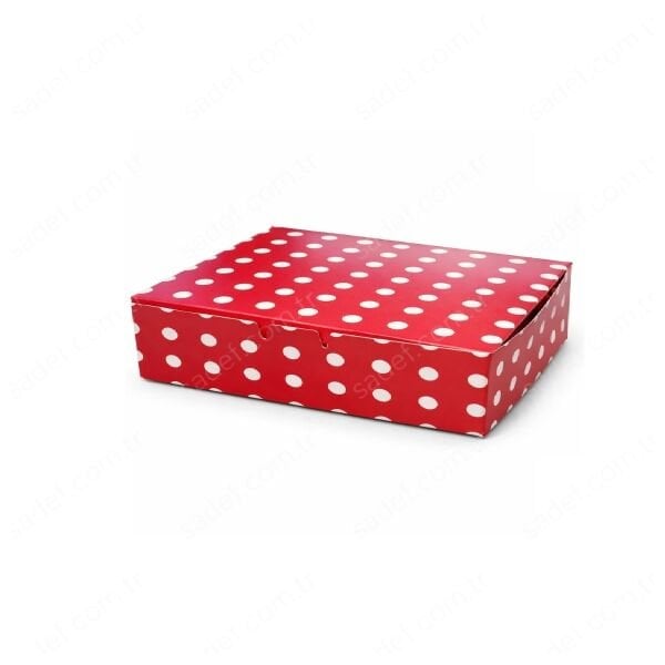 PUANTİYELİ FOLYOLU KURU PASTA KUTUSU 350 GR ( 14X14X6 CM ) 100 AD