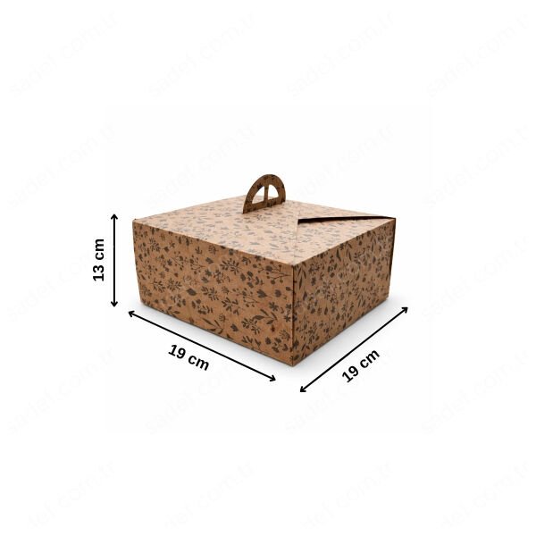 KRAFT SAPLI NO:0 KARE TURTA KUTUSU ( 19X19X13 CM ) 50 AD