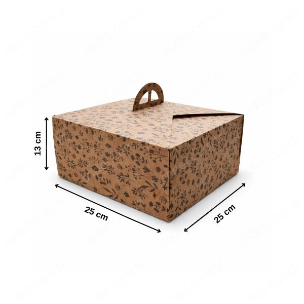 KRAFT SAPLI NO:2 KARE TURTA KUTUSU ( 25X25X13 CM ) 50 AD