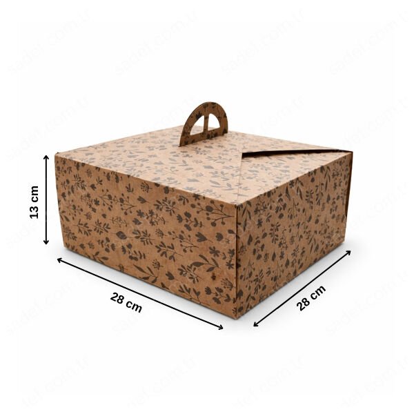 KRAFT SAPLI NO:3 KARE TURTA KUTUSU ( 28X28X13 CM ) 50 AD