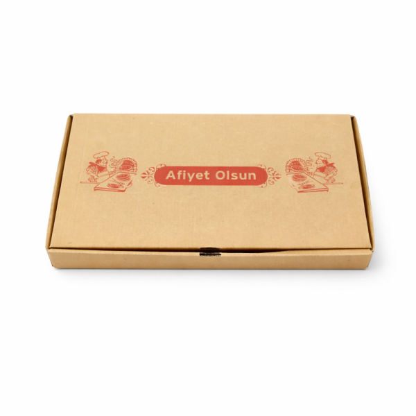 KRAFT OLUKLU 30X16X4 CM YUVARLAK LAHMACUN KUTUSU 100 ADET