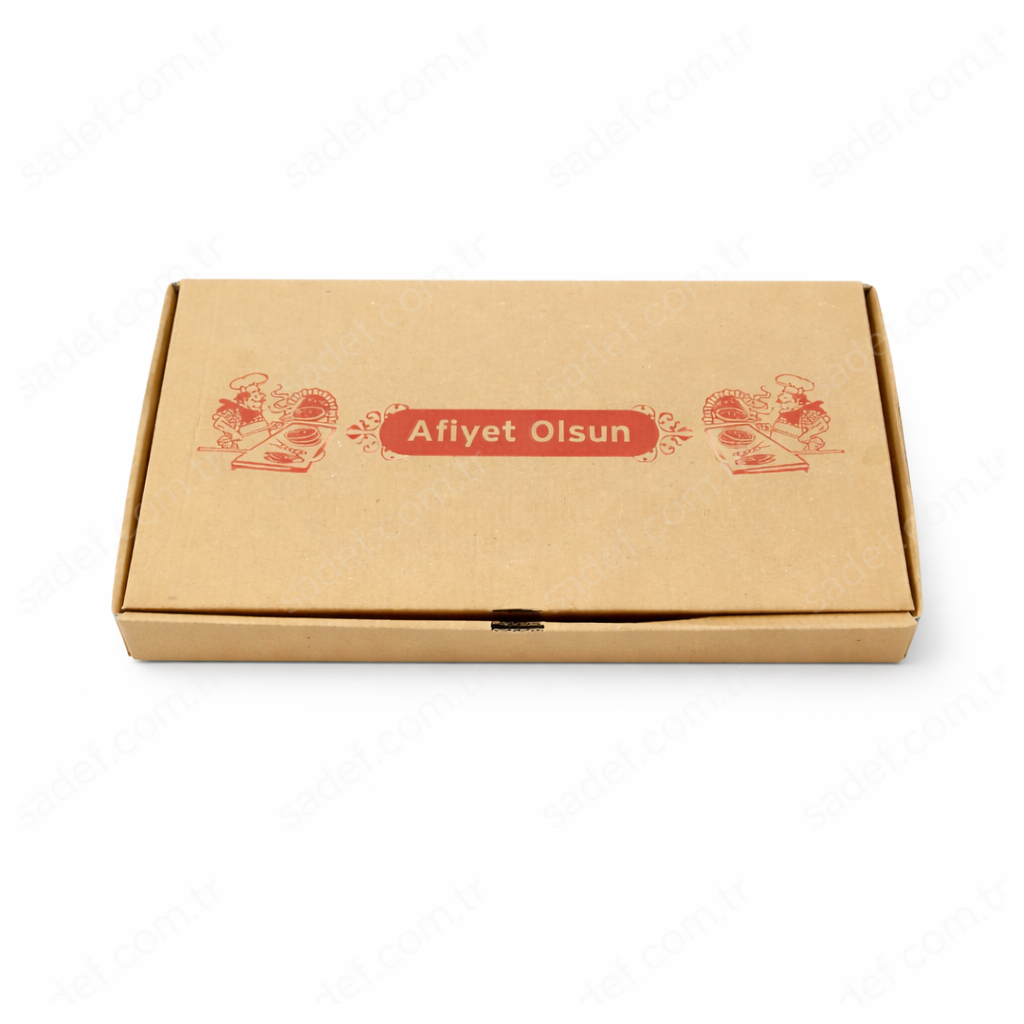 KRAFT OLUKLU 30X16X4 CM YUVARLAK LAHMACUN KUTUSU 100 ADET