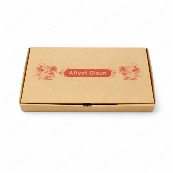 KRAFT OLUKLU 30X16X4 CM YUVARLAK LAHMACUN KUTUSU 100 ADET