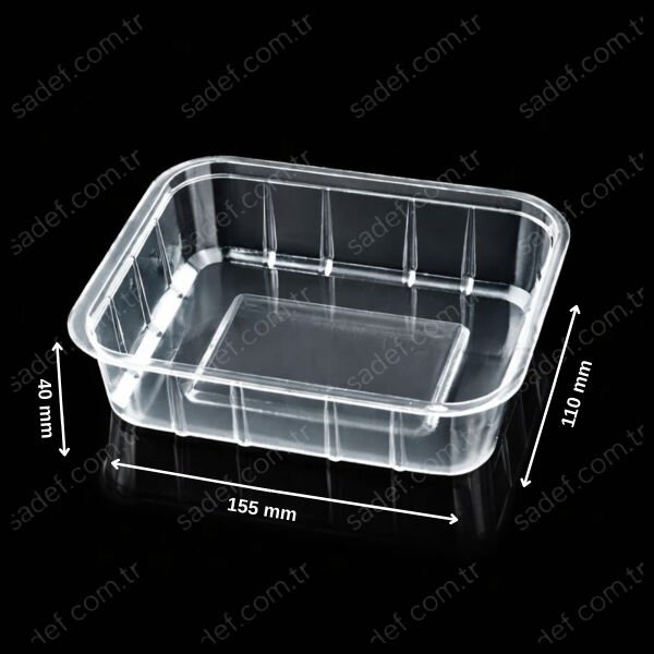 FT 54 H:40 155X110X40 ÜST FOLYO YAPIŞTIRMALI KAP PP 11,5 GR FOLYOTERM ŞEFFAF 1080 ADET