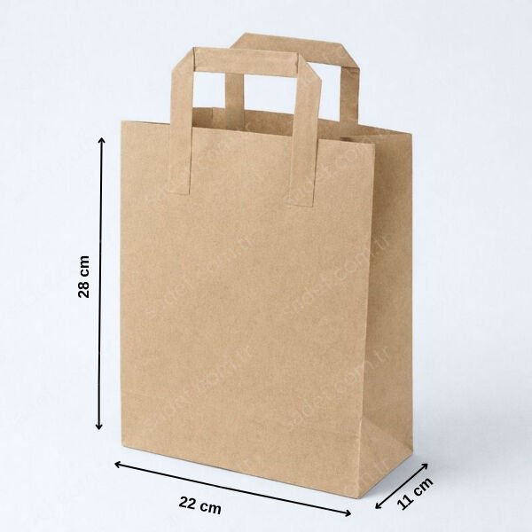 FLAT SAPLI KRAFT KAĞIT ÇANTA 22X28X11 CM 600 ADET