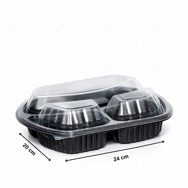 DİPACK 3 BÖLMELİ MİKRODALGA KAP+KAPAK SET 200 ADET