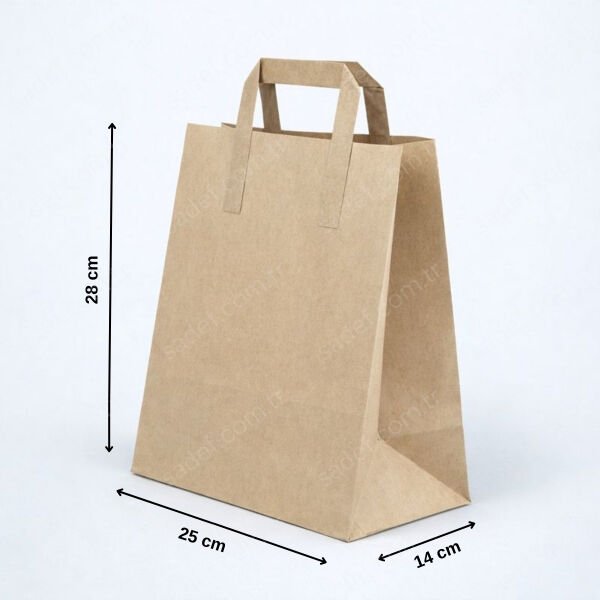 FLAT SAPLI KRAFT KAĞIT ÇANTA 25X28X14 CM 500 ADET