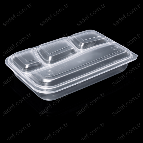 EFM 4 BÖLMELİ KENDİNDEN KAPAKLI KEBAP KAP ŞEFFAF 52 GR 90 ADET