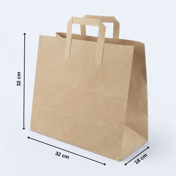 FLAT SAPLI KRAFT KAĞIT ÇANTA 32X32X18 CM 400 ADET