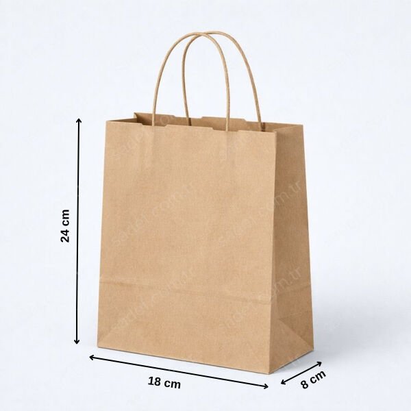 BÜKÜM SAPLI KRAFT KAĞIT ÇANTA 18X24X8 CM 400 ADET