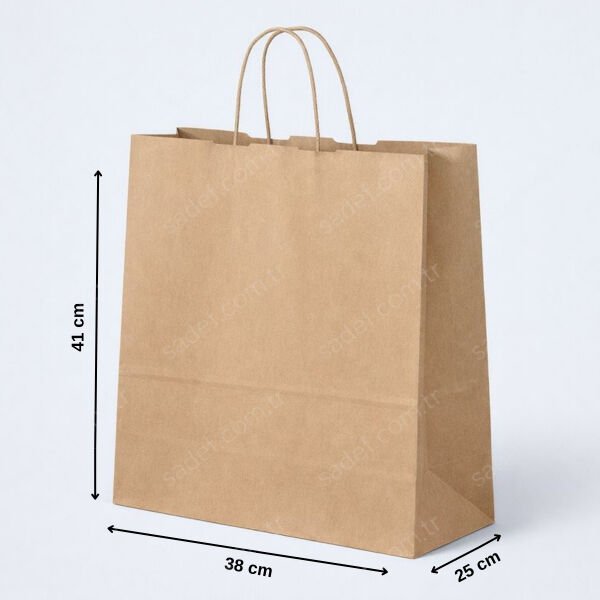 BÜKÜM SAPLI KRAFT KAĞIT ÇANTA 38X41X25 CM 150 ADET